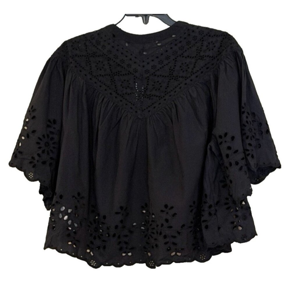 Madewell Black Eyelet Button-Front Blouse - Picture 3 of 8